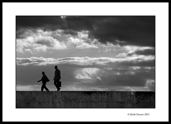 Evening Stroll Silhouette - The Cobb Lyme Regis